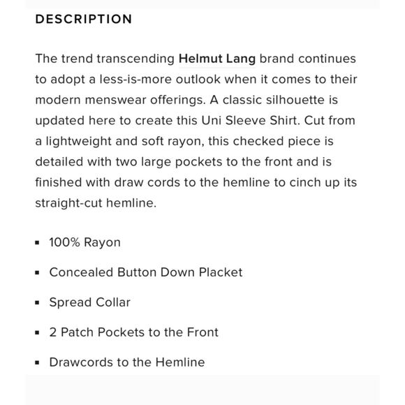 HELMUT LANG Brushed Rayon Plaid Uni Sleeve Shirt Grunge Button Front *Medium - Picture 2 of 6